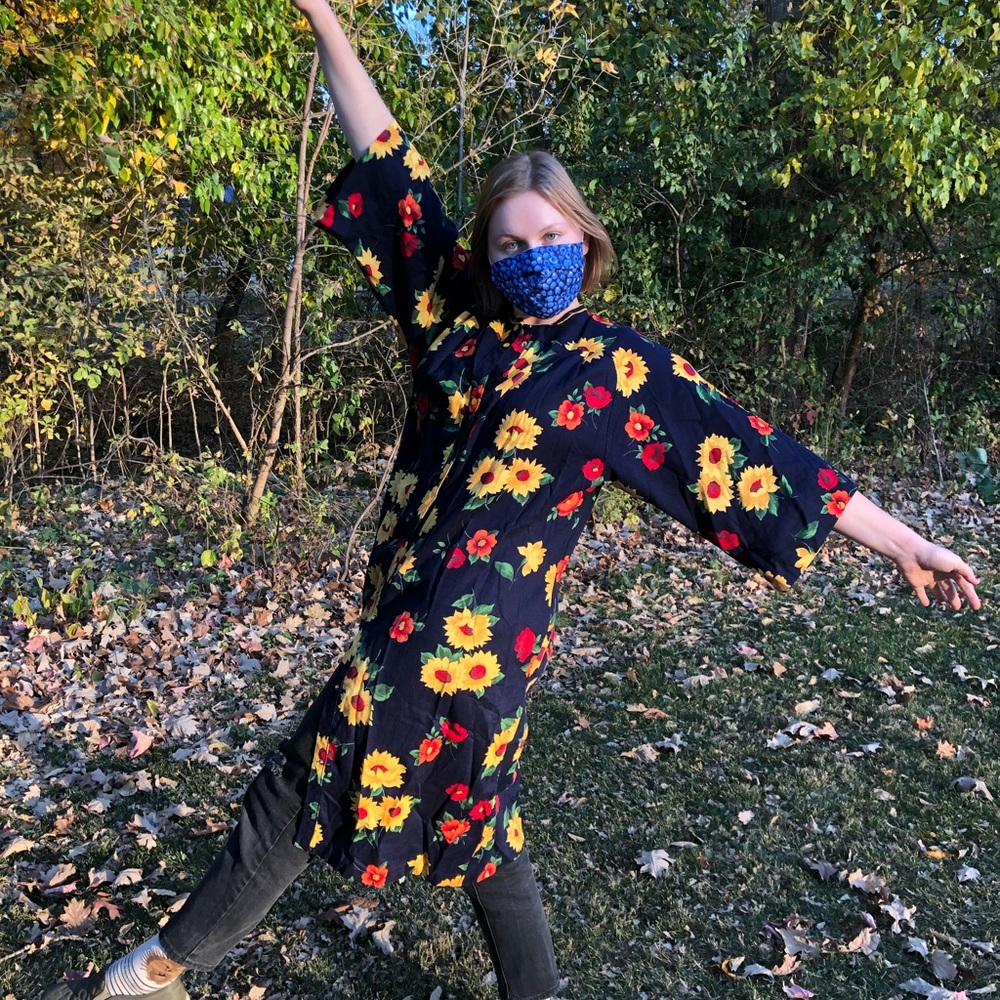 SOLD!!Navy sunflower duster